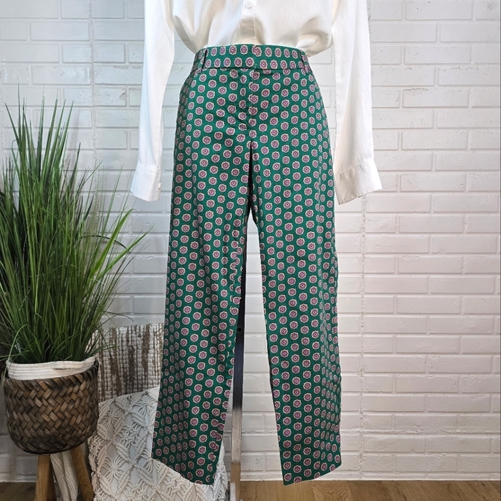 J.Crew Green Printed Skinny Ankle Cropped Pants (6/8)